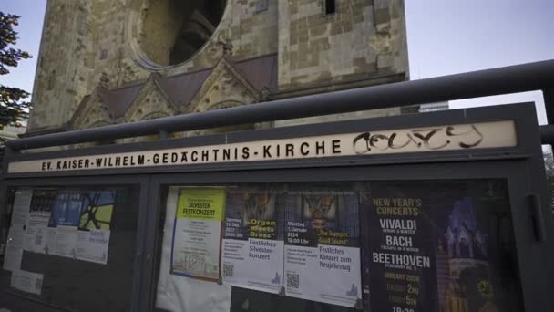 Diciembre 2023 Berlín Alemania Die Evangelische Kaiser Wilhelm Gedachtniskirche Der — Vídeos de Stock