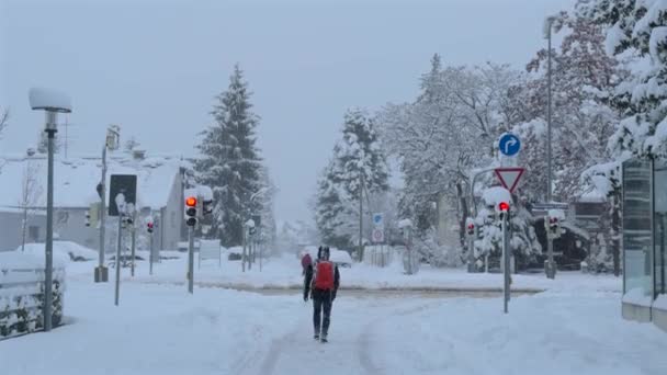 Δεκεμβρίου 2023 Μόναχο Γερμανία Έχει Πληγεί Από Βαρύτερη Χιονόπτωση Από — Αρχείο Βίντεο