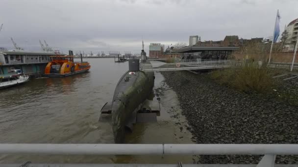 Hamburg Almanya Boot Müzesi Hamburg 434 Hamburger Hafen Rus Denizaltısı — Stok video