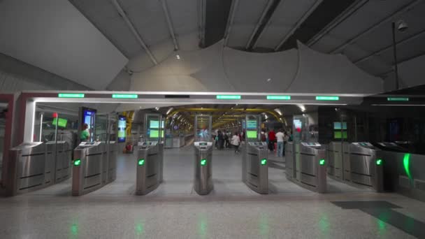 Turnstile Passage Fare Payment Italy Rome Station Airport Contactless Payment — Stock Video