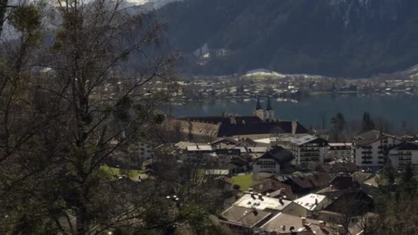 Landscape Tegernsee Lake Bavaria Beautiful Spring Panorama Karwendel Alps View — Stock Video