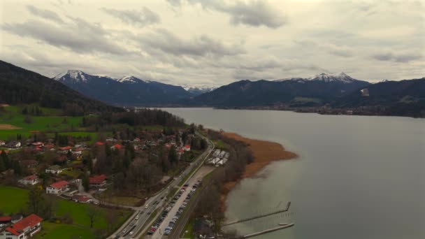 Landscape Tegernsee Lake Bavaria Beautiful Spring Panorama Karwendel Alps View — Stock Video