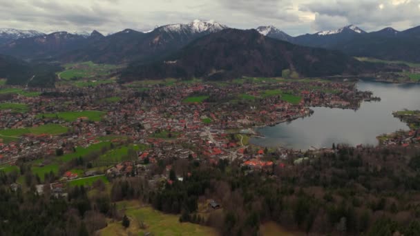 Paysage Tegernsee Lac Bavière Beau Panorama Printanier Karwendel Alpes Vue — Video