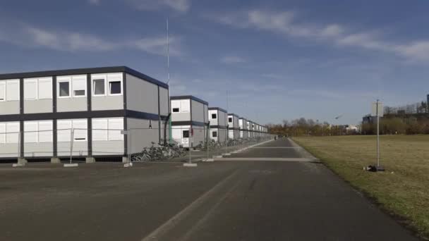 Campamento Migrantes Para Refugiados Ucrania Munich Alemania Refugio Temporal Para — Vídeo de stock
