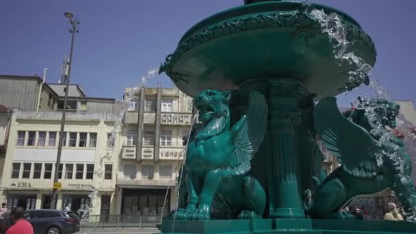 Αυγούστου 2023 Πόρτο Πορτογαλία Πηγή Των Λιονταριών Φόντε Ντος Λεό — Αρχείο Βίντεο