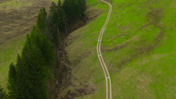 Casa Alemã Tradicional Solitária Está Montanha Com Estrada Que Conduz — Vídeo de Stock