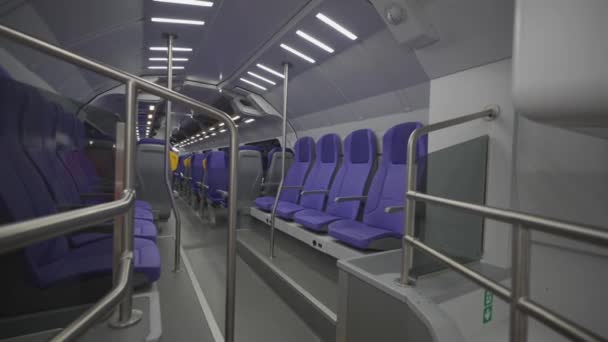 Interior Moderno Tren Trenitalia Hitachi Caravaggio Fnm Dos Pisos Roma — Vídeo de stock