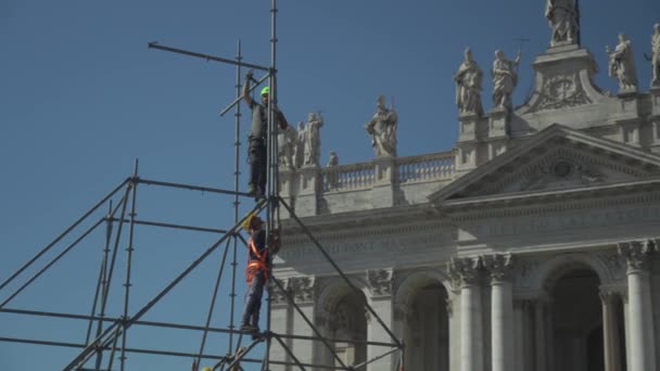 Oktober 2023 Rome Italië Gevel Van John Lateraanse Basiliek Basiliek — Stockvideo