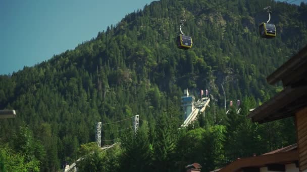 Небельгорнбан Аллгау Оберстдорф Німеччина Канатний Автомобіль Високої Гори Баварії Місті — стокове відео
