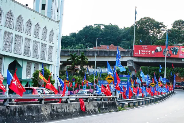 Kuala Lumpur Malásia Novembro 2022 Bandeiras Partidos Políticos Que Participam — Fotografia de Stock
