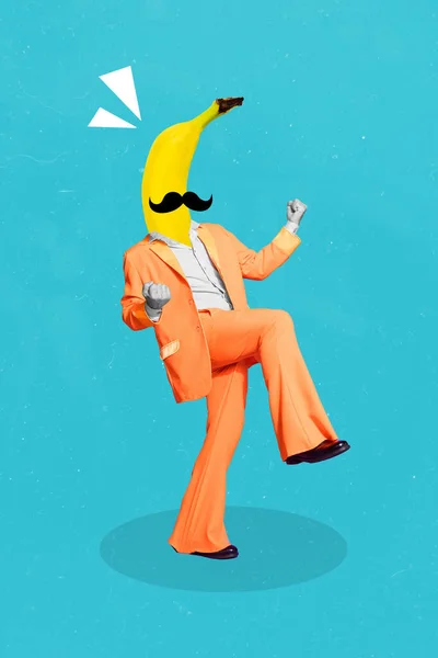 Kunstwerk Magazin Bild Von Lustigen Funky Crazy Guy Banane Statt — Stockfoto