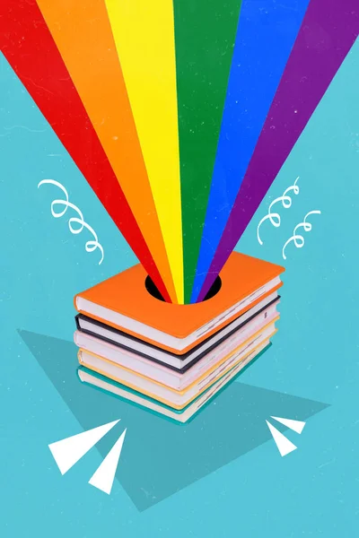 Colagem Criativa Vertical Ilustração Arte Brilho Colorido Arco Íris Dia — Fotografia de Stock