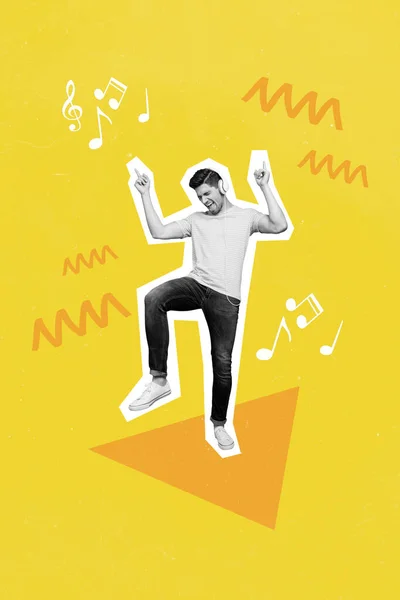 Özel Bir Dergi Resmi Çizimi Müzikten Hoşlanan Komik Bir Adamın — Stok fotoğraf