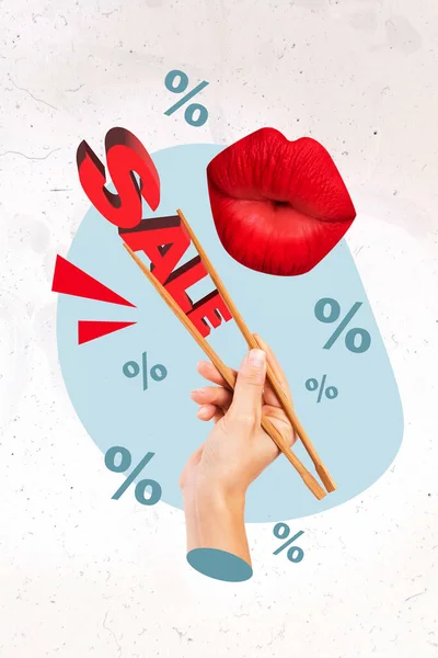 Creative Photo Collage Artwork Poster Picture Person Sexy Lips Arms — Stock Photo, Image