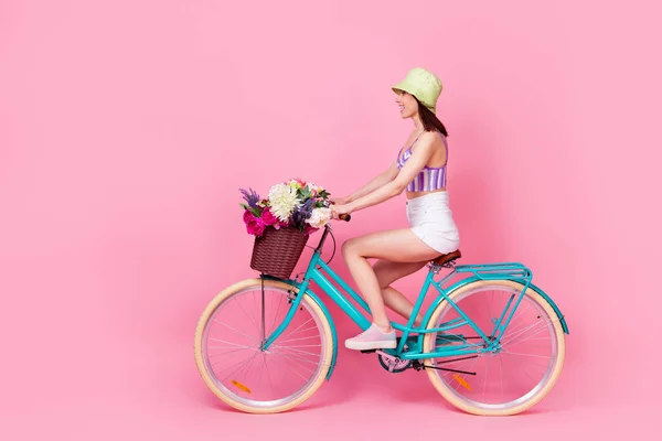 분홍색 배경에 고립된 자전거 바구니 — 스톡 사진