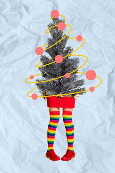 Ρετρό Αφηρημένη Δημιουργικό Πρότυπο Τέχνης Κολάζ Του Funky Αστείο Χριστουγεννιάτικο — Φωτογραφία Αρχείου