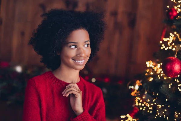Hayalperest Liseli Kızın Portresi Işıl Işıl Gülümsüyor Sihirli Noel Zamanlarını — Stok fotoğraf