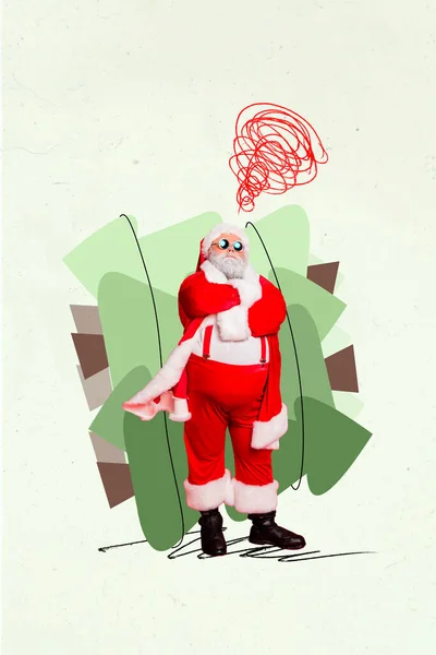 Cartão Natal Colagem Cartaz Bandeira Papai Noel Confiante Preparar Para — Fotografia de Stock