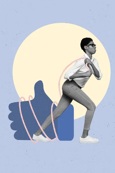 Criativa Foto Colagem Arte Personagem Viciado Puxar Grande Instagram Facebook — Fotografia de Stock
