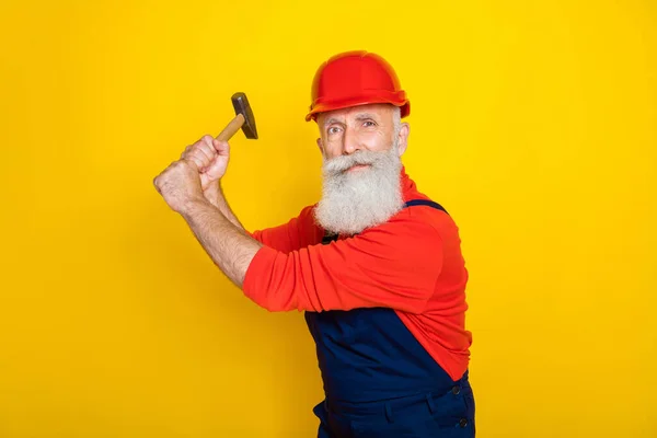 Foto Homem Forte Idade Com Raiva Usar Uniforme Geral Chapéu — Fotografia de Stock