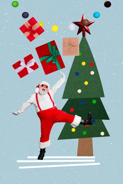 Фото Мультфільм Комікси Ескіз Зображення Усміхненого Фанк Різдвяного Дідуся Ховає — стокове фото