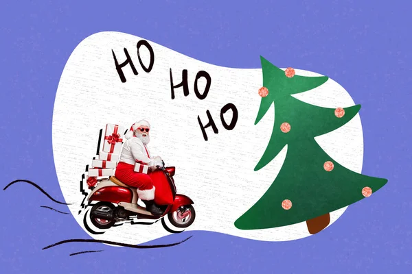 Δημιουργική Φωτογραφία Κολάζ Εικονογράφηση Του Αστείου Θετική Ενθουσιασμένοι Αισιόδοξη Santa — Φωτογραφία Αρχείου