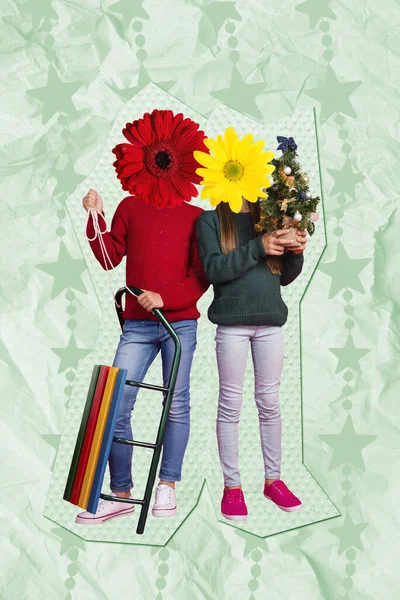 Креативна Фотографія Колаж Художній Плакат Листівка Двох Дивних Людей Голови — стокове фото