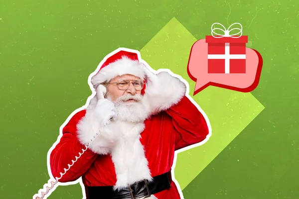 기사보기 재미있는 산타의 창조적 콜라주 온라인 배경에 선물에 이야기 — 스톡 사진