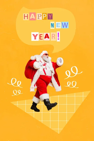 Collage Foto Edad Avanzada Traje Santa Claus Llevar Bolsa Con —  Fotos de Stock