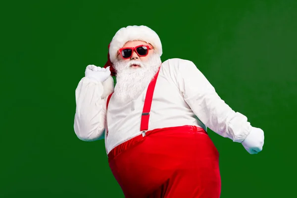 Foto Funky Cool Santa Claus Dança Mas Natal Ano Novo — Fotografia de Stock