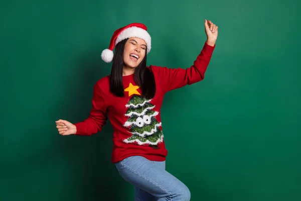 Фото Молодої Єтнамської Леді Одягнена Головний Убір Санта Клауса Червоний — стокове фото