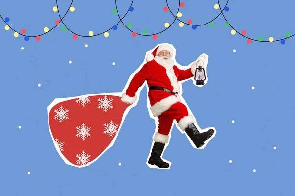 Креативна Фотографія Колаж Художній Плакат Листівка Брошура Санта Клауса Сумочка — стокове фото