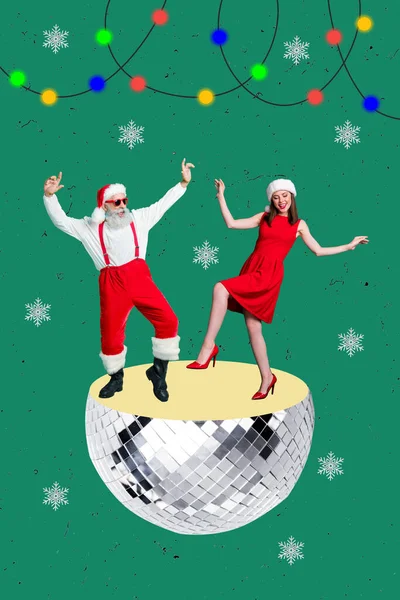 Foto Creativa Collage Artwork Poster Cartolina Persone Felici Che Celebrano — Foto Stock