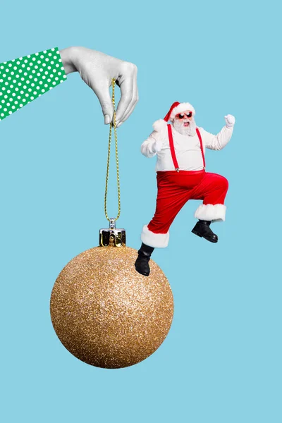 Foto Criativa Colagem Artwork Poster Cartão Postal Elegante Santa Claus — Fotografia de Stock