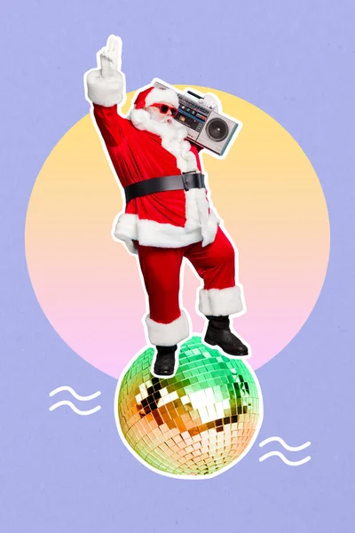 Kreatywne Zdjęcie Kolaż Grafika Plakat Pocztówka Zaproszenie Karty Santa Claus — Zdjęcie stockowe