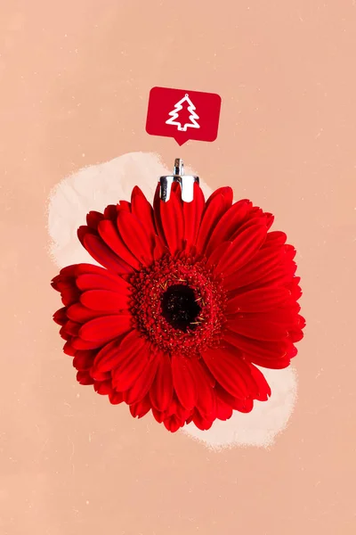 Rétro Abstrait Modèle Illustration Créative Collage Fleur Rouge Souhaitant Rêver — Photo