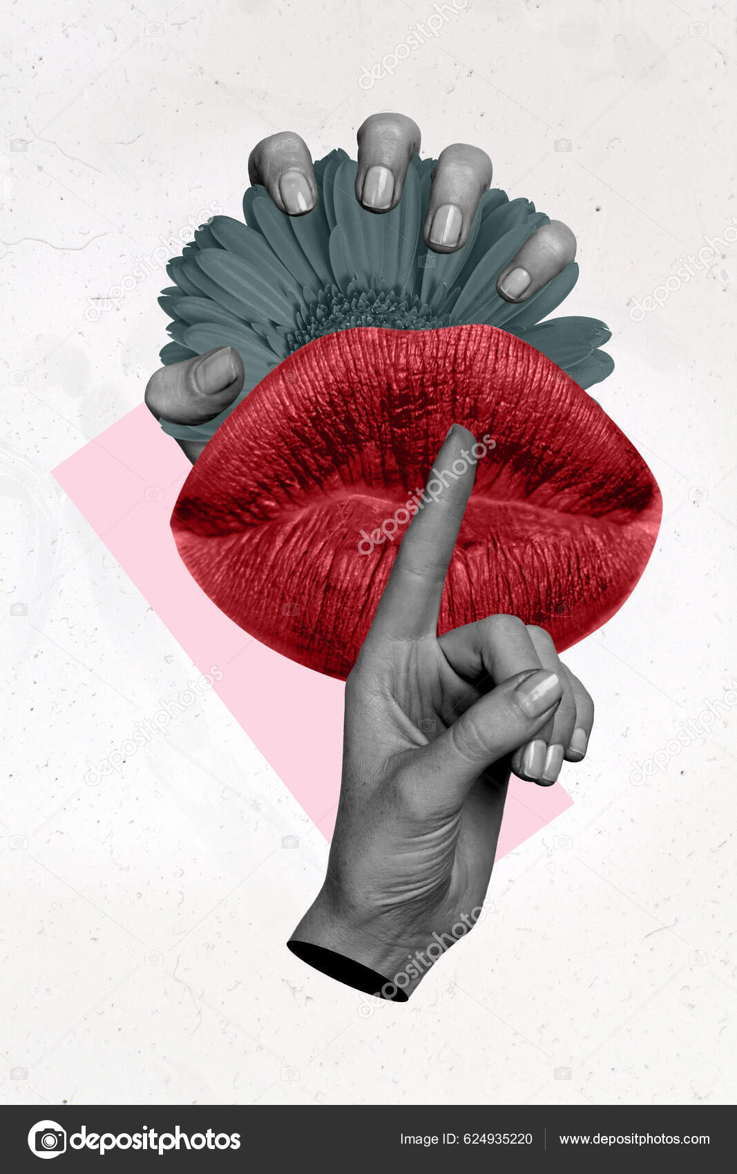 Kreativ Collage Kunstværk Flyer Skitse Sort Hvid Krop Del Røde — Stockfoto  © deagreez1 #624935220, image size:1067x1700