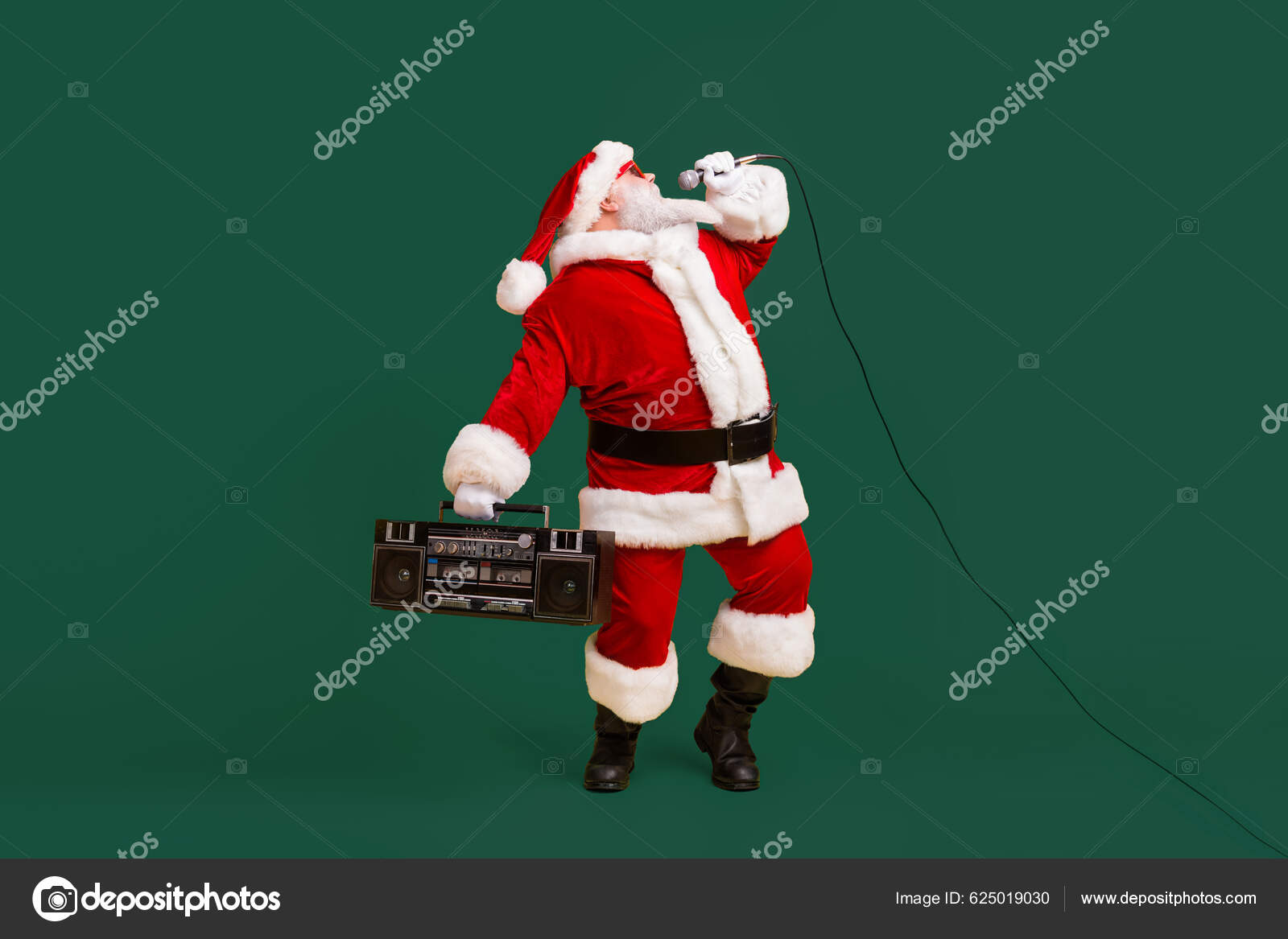 Full Size Photo Fat Crazy Grey White Hair Bearded Santa — Stock