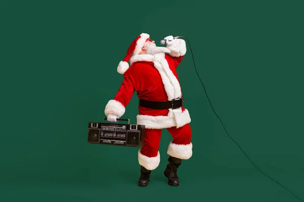 Pełny Rozmiar Zdjęcie Tłuszcz Szary Siwe Włosy Brodaty Santa Claus — Zdjęcie stockowe