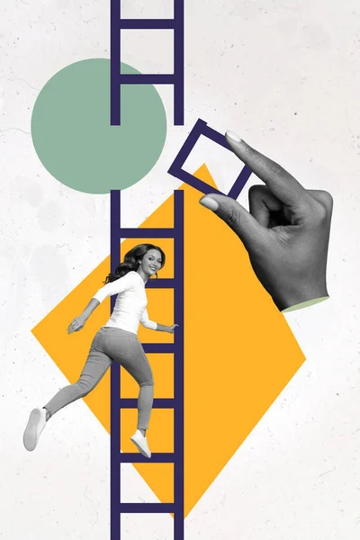 Retro Abstract Creatief Kunstwerk Template Collage Van Ambitie Aantrekkelijke Vrouw — Stockfoto