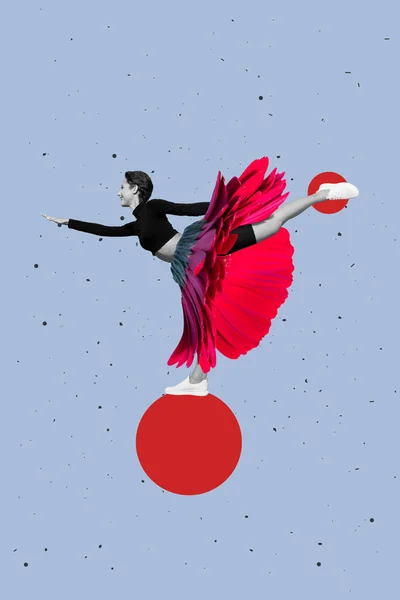 艺术创作图片3D拼贴明信片海报女子舞蹈比赛音乐会独立绘画背景 — 图库照片