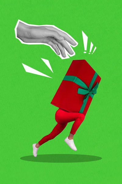 창조적 콜라주 포스터 재미있는 사람의 선물을 사람의 대신에 사람의 이그려진 — 스톡 사진