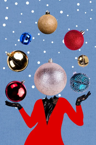 Collage Foto Pancarta Promoción Venta Nuevo Adorno Para Árbol Navidad —  Fotos de Stock