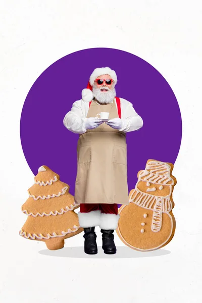 Творческое Фото Открытка Плакатом Изображением Санта Клауса Приглашает Присоединиться Ужину — стоковое фото