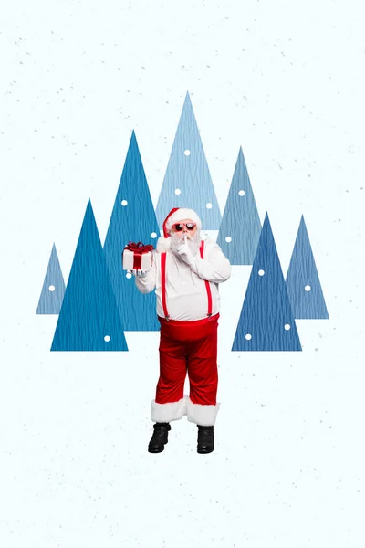 Fiesta Invitación Collage Santa Claus Pedir Guardar Silencio Para Dar — Foto de Stock