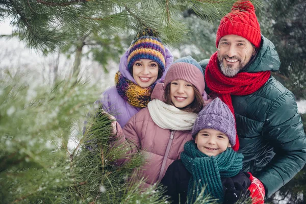 Foto Von Voll Positive Fröhliche Familie Umarmen Freizeit Spaziergang Schneebedecktes — Stockfoto