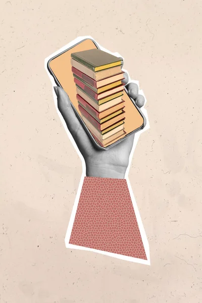 Foto Kolase Dari Konsep Pengetahuan Tentang Memegang Tangan Buku Buku — Stok Foto
