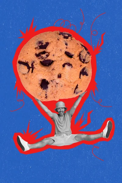 Creative Foto Collage Kunstwerk Poster Postkarte Von Glücklichen Verrückten Mann — Stockfoto