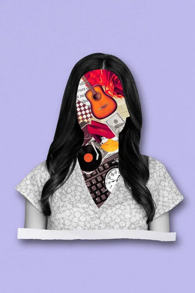 Fotografía Creativa Collage Ilustraciones Cartel Postal Persona Extraña Sin Rostro —  Fotos de Stock