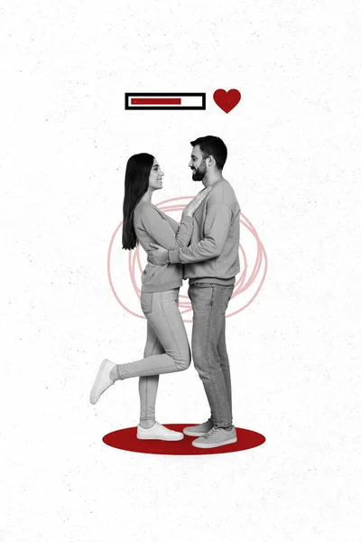 Creative Abstract Collage Template Graphics Image Smiling Happy Couple Loading — Stock Photo, Image